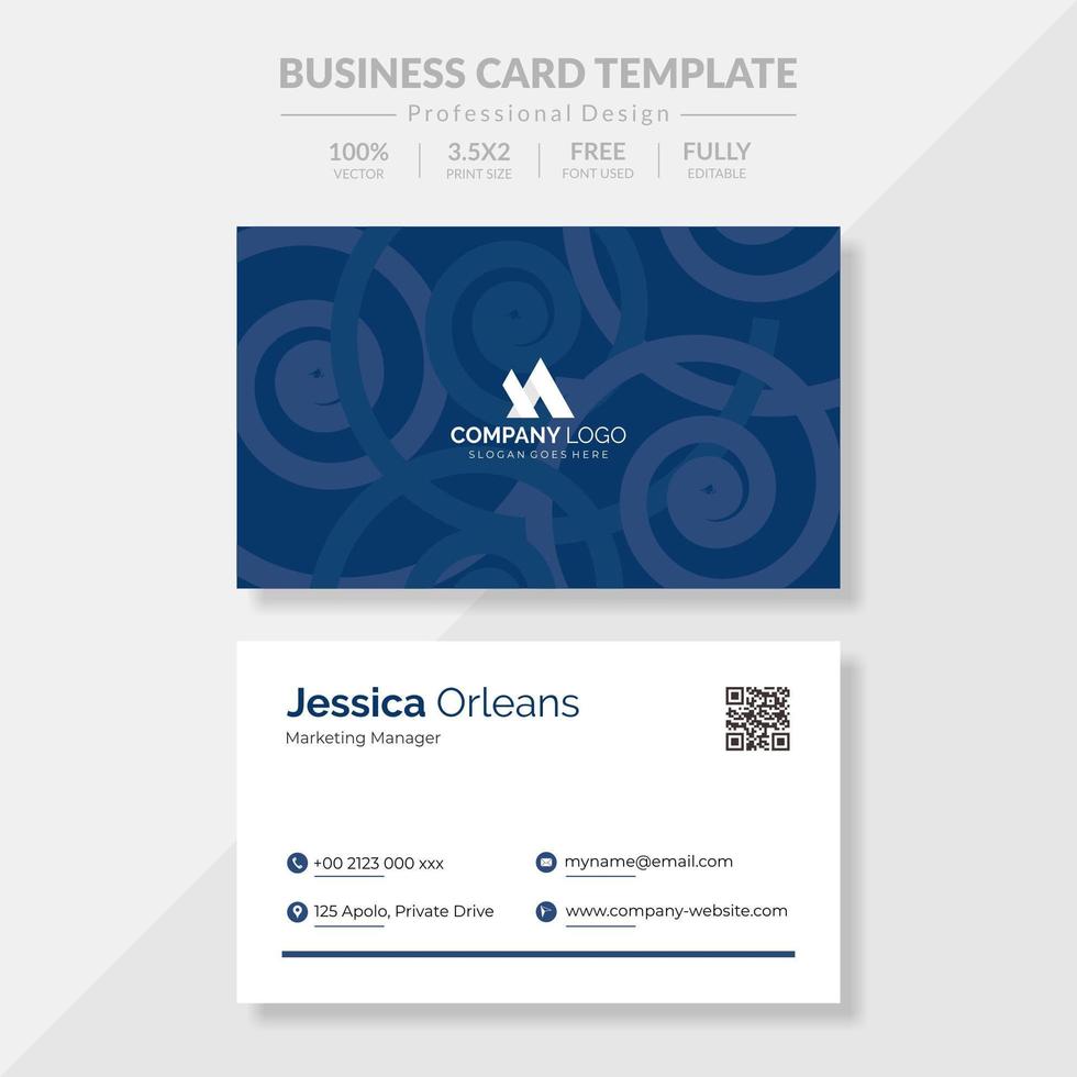 Business Card Blue Themed Design vector