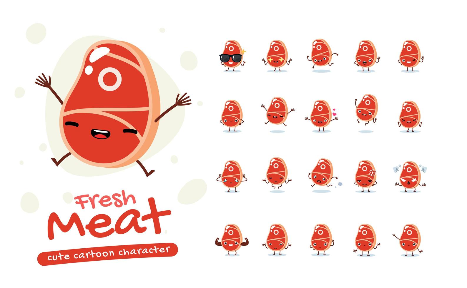 Fresh Meat Mascot Character Set vector