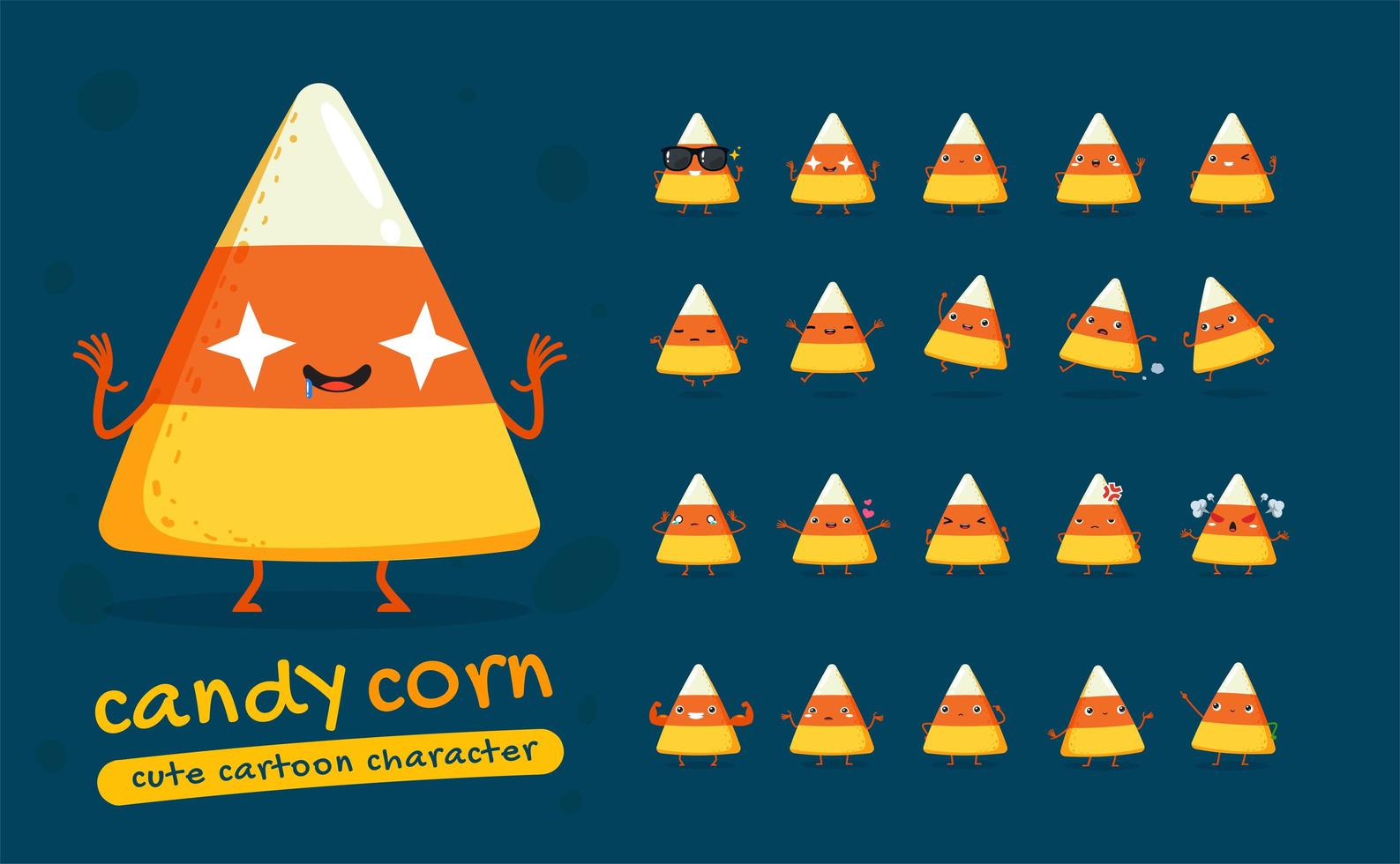 Candy Corn Character Set vector