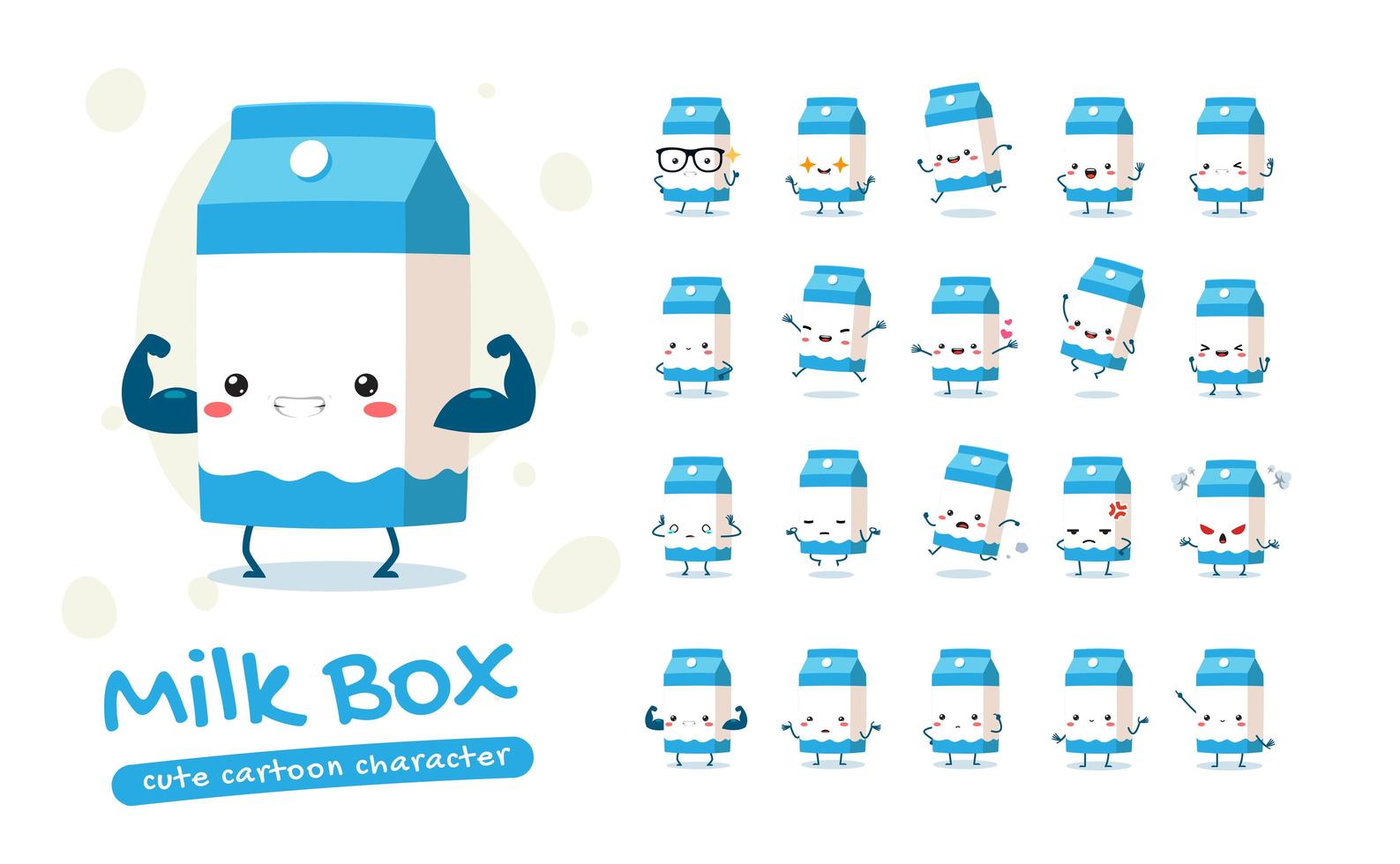 Milk Box Mascot Character Set vector