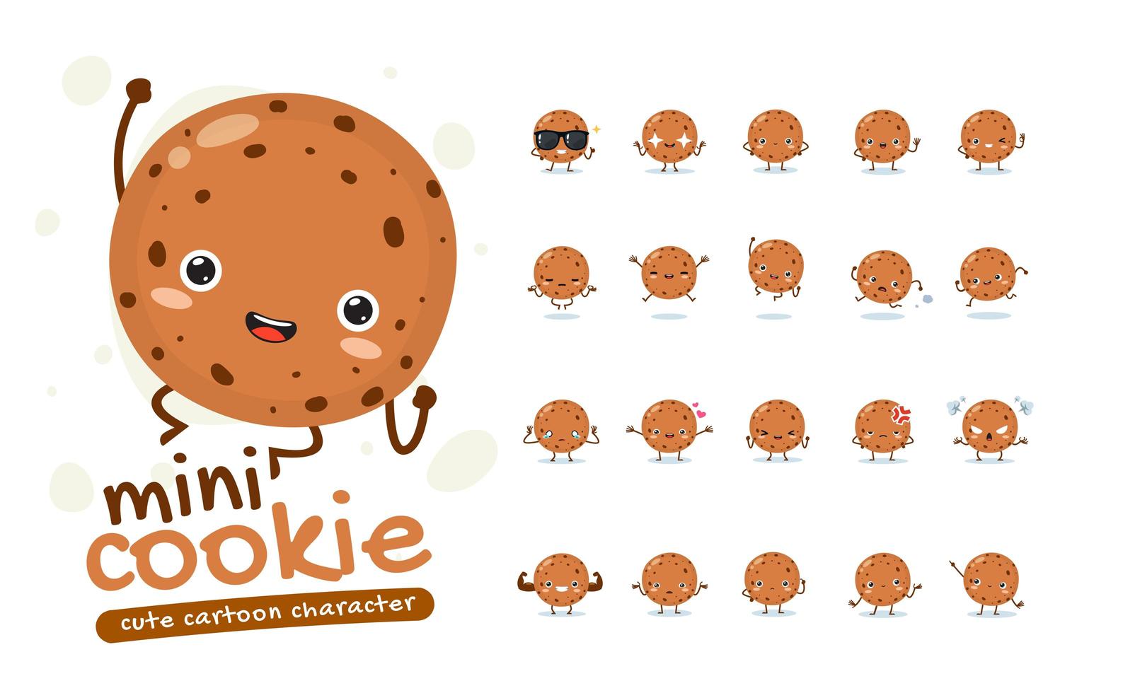 conjunto de caracteres de mini mascota de galleta vector