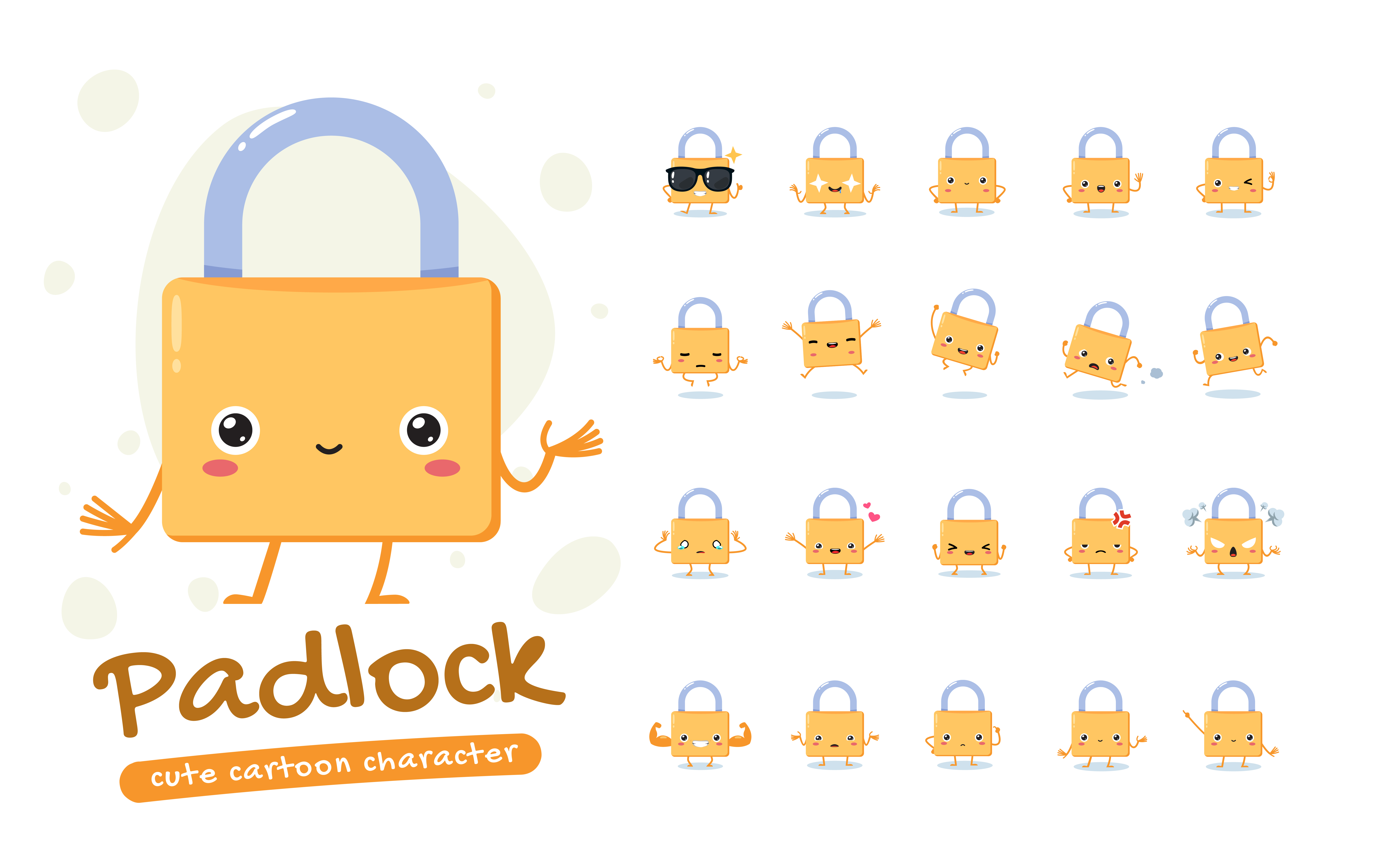 Padlock Mascot Character Set 830526 Vector Art at Vecteezy