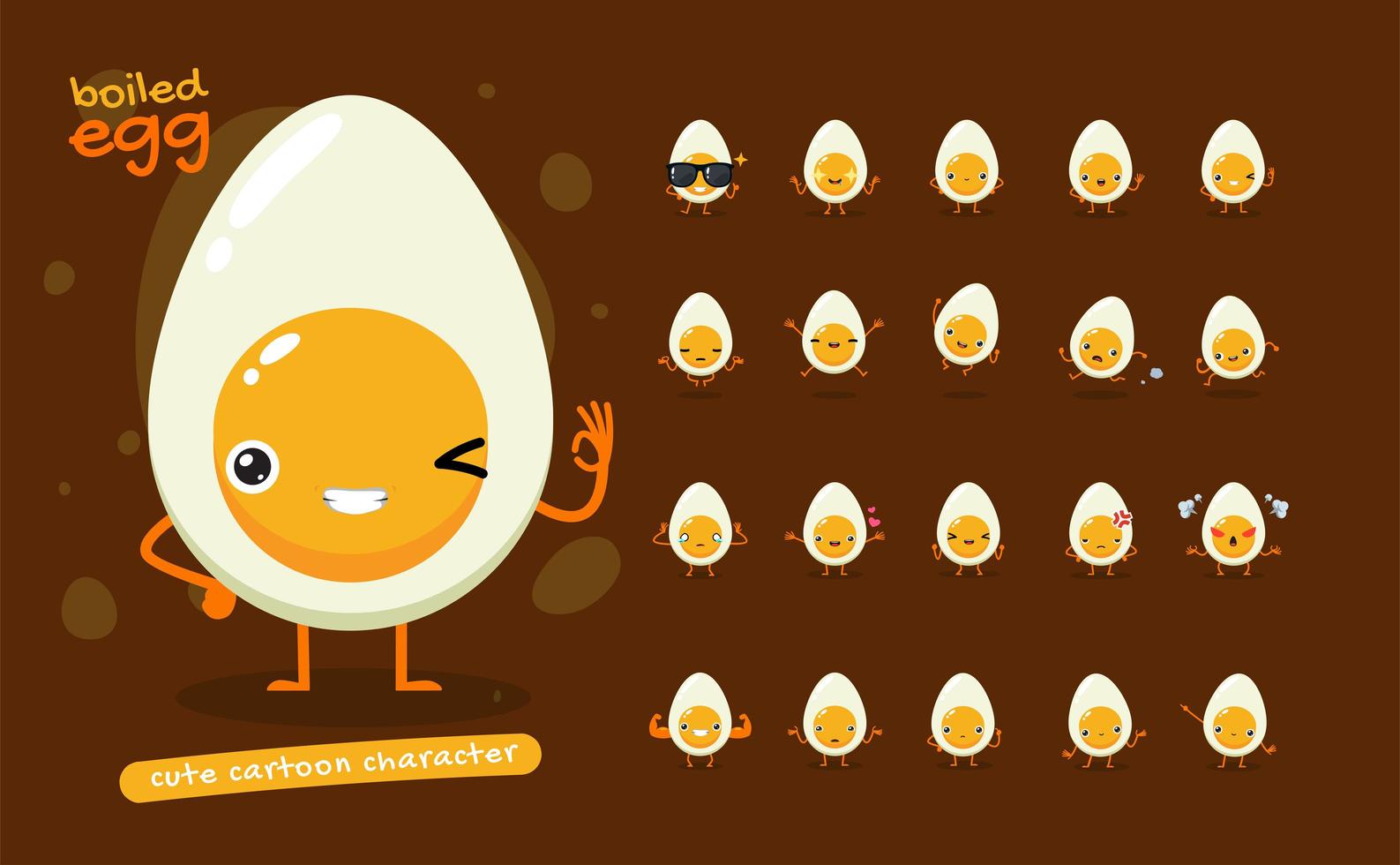 Boiled Egg Mascot Character Set vector