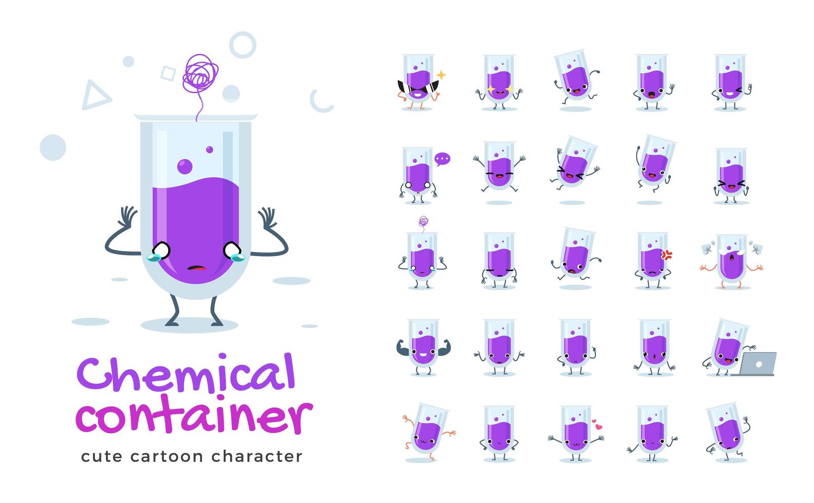 Chemical Tube Mascot Character Set vector