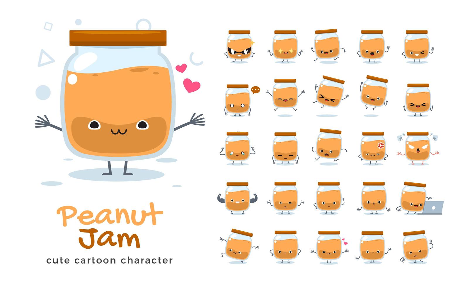 Peanut Jam Mascot Character Set vector