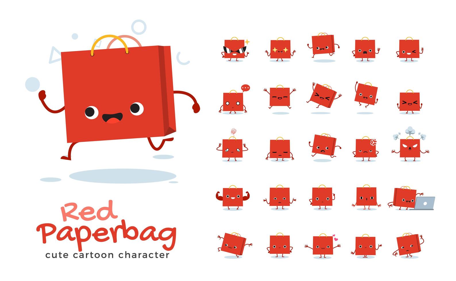 Paper Bag Mascot Character Set vector