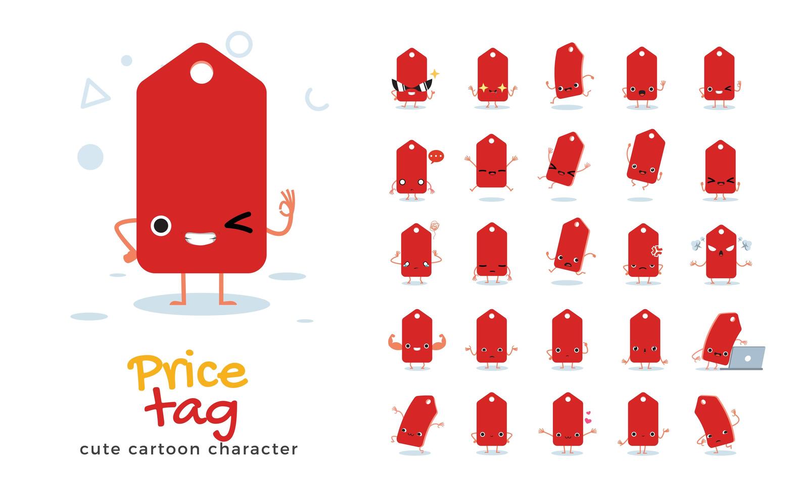 Price Tag Mascot Character Set vector