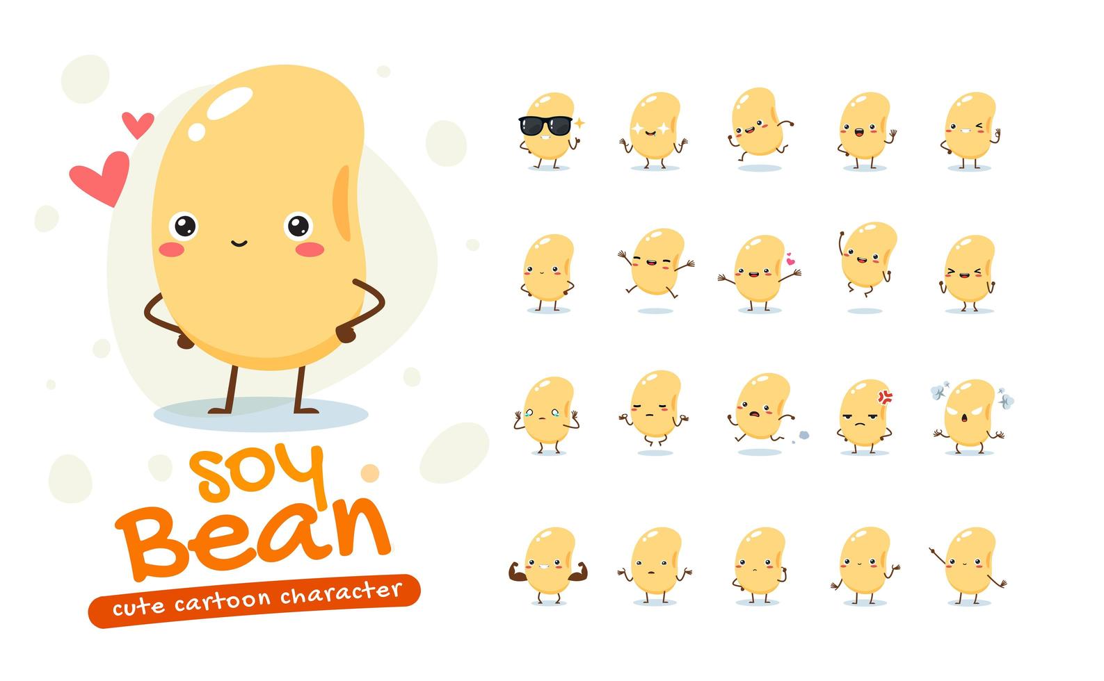 Soy Bean Mascot Character Set vector