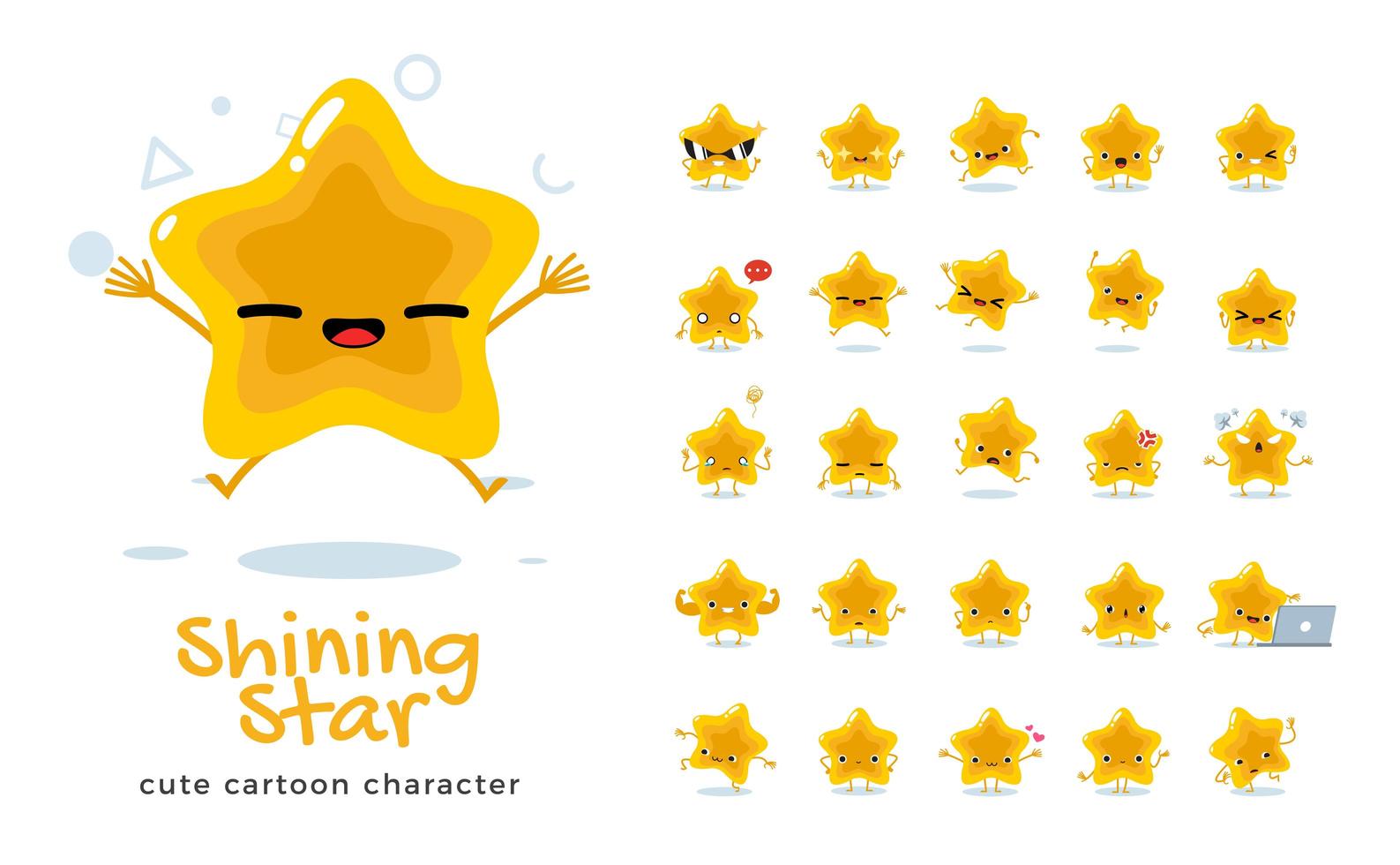 Star Mascot Character Set vector