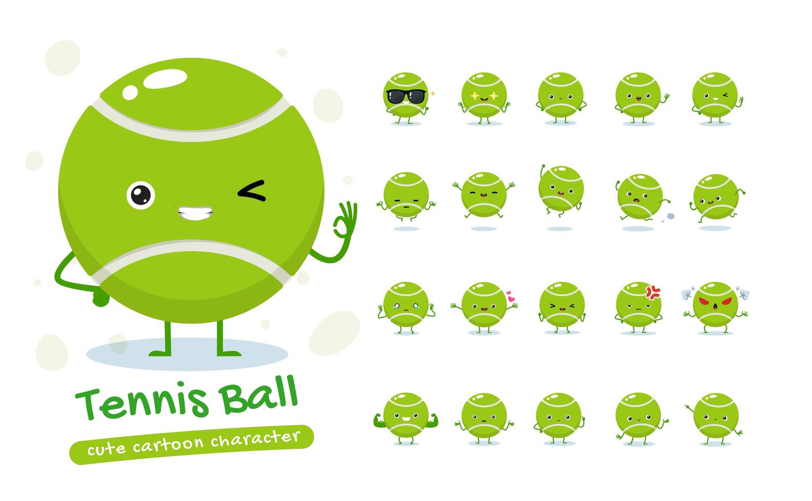 Tennis Ball Mascot Character Set vector