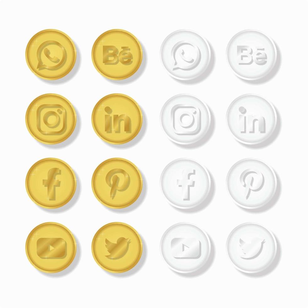 Gold and Silver Social Media Coin Set vector