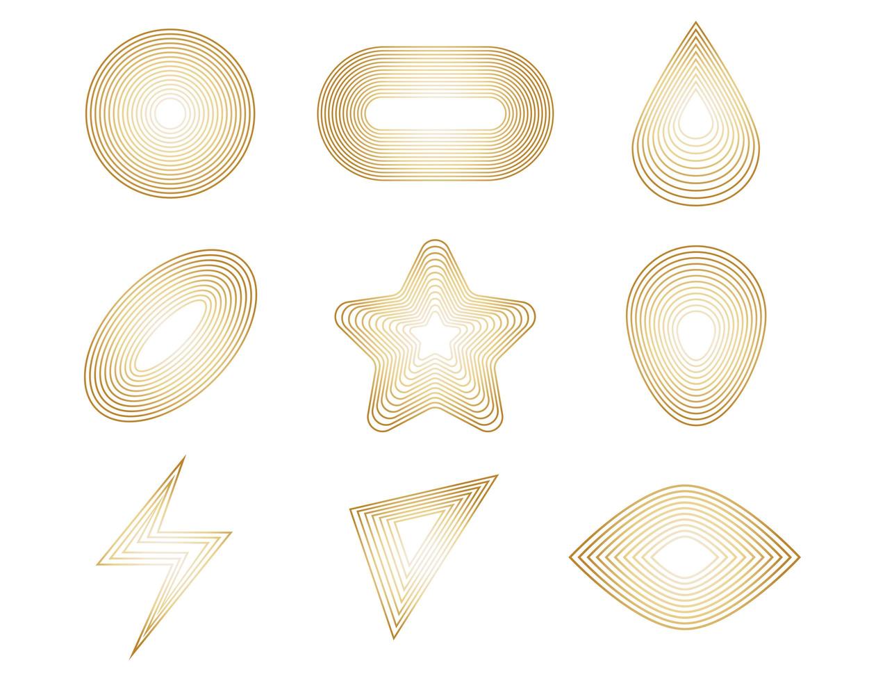 Golden lines in geometric shape set vector