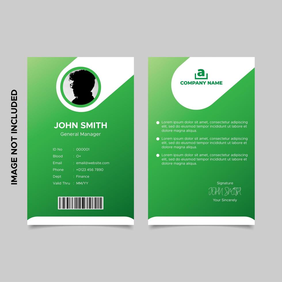 Gradient Green Employee ID Card Templates vector