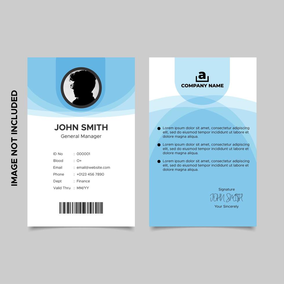 Wavy Blue Employee ID Card Template vector