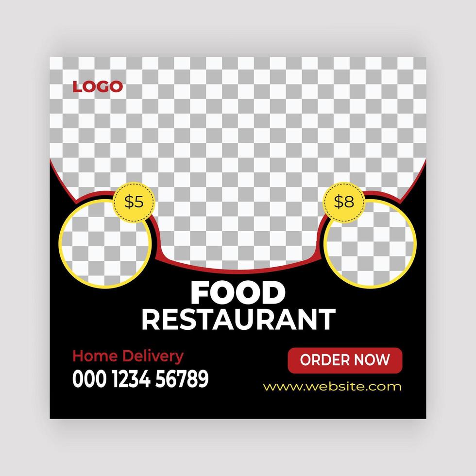Round Frame Food Social Media Post Template vector