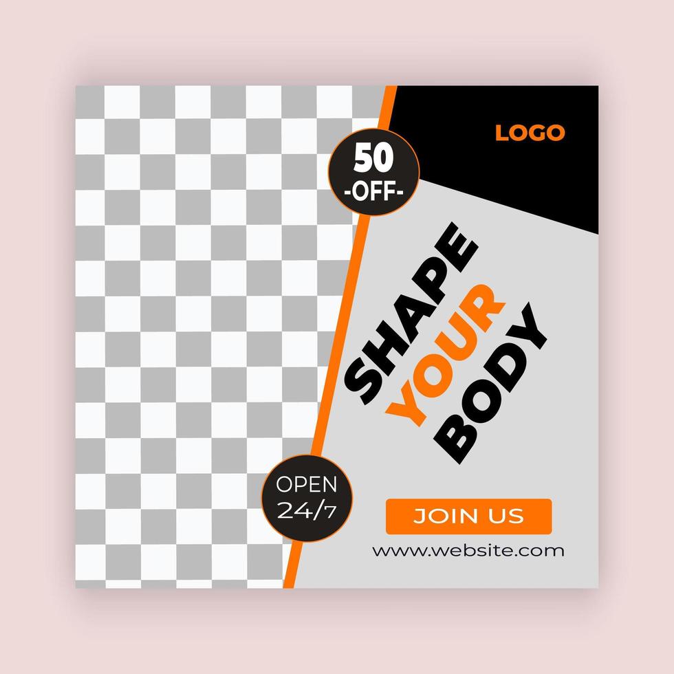 Gym Social Media Promotional Banner Template vector