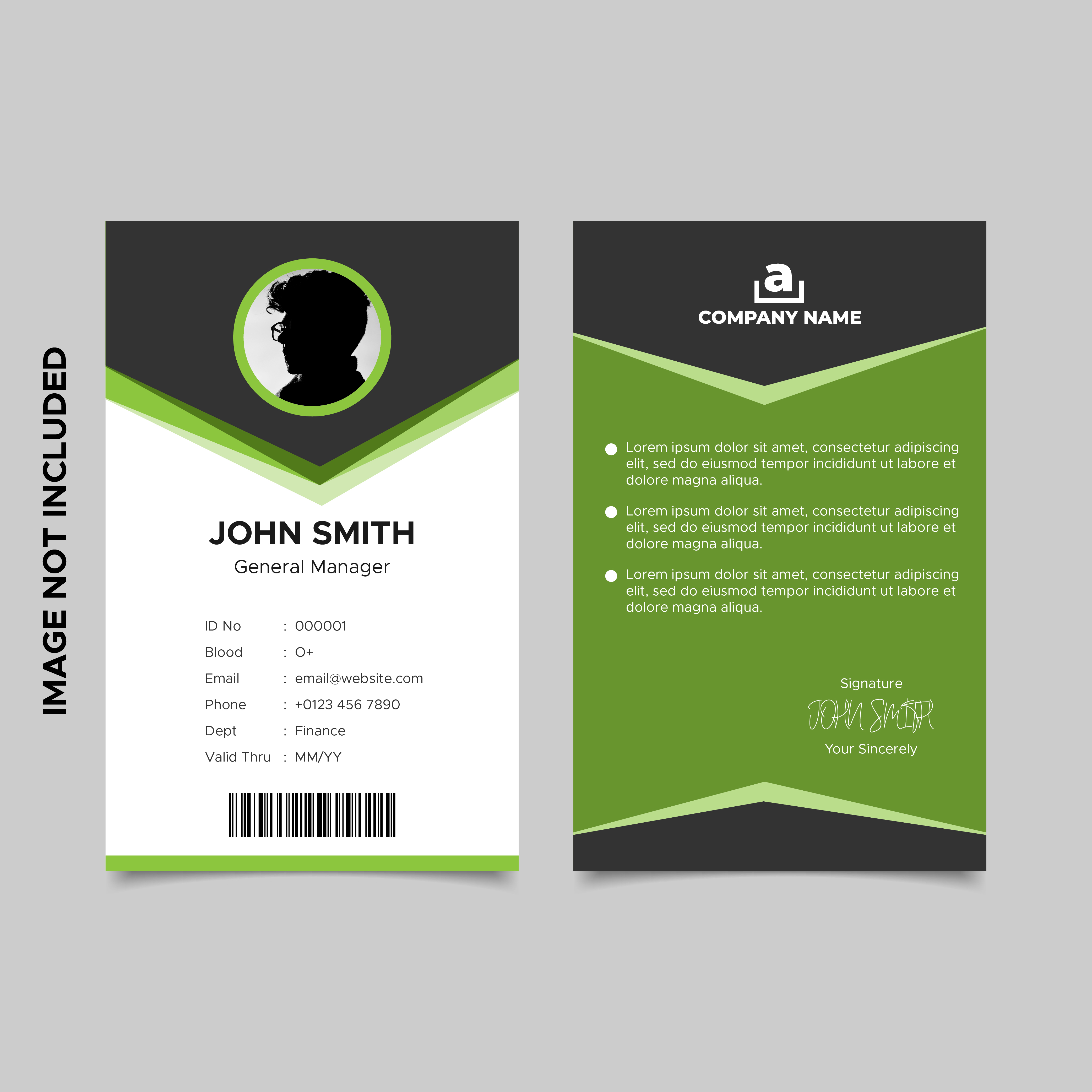 Black and Green Employee Id Card Template Design 22 Vector Art Within Sample Of Id Card Template