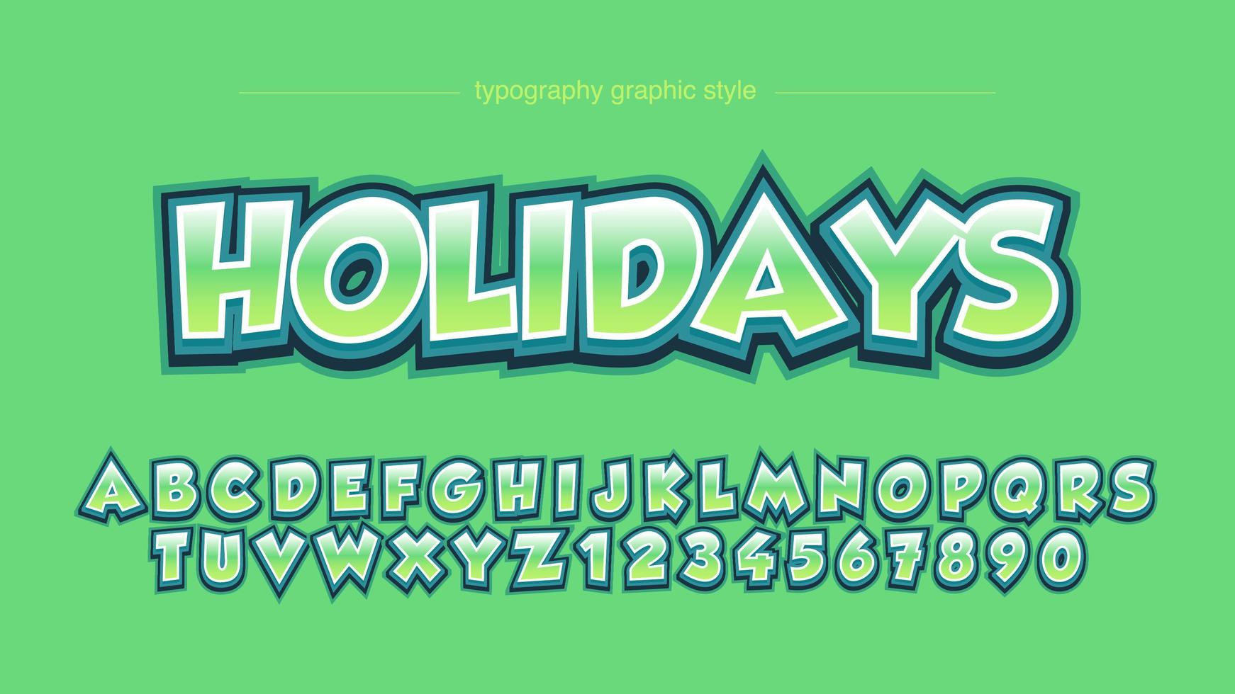 Green Bold 3D Cartoon Comics Typography vector