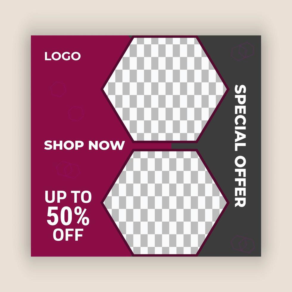 Editable Social Media Square Purple Template  vector