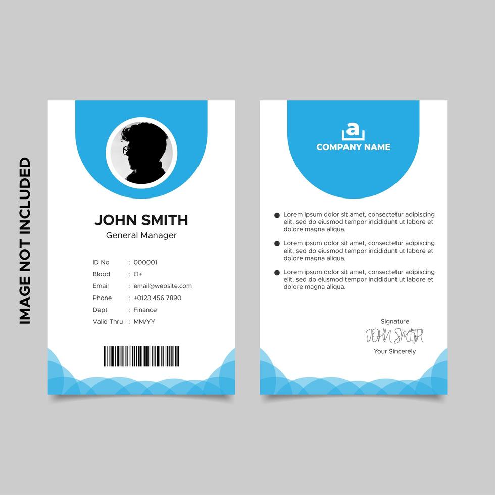 Minimal Blue Employee Id Card Template Design vector