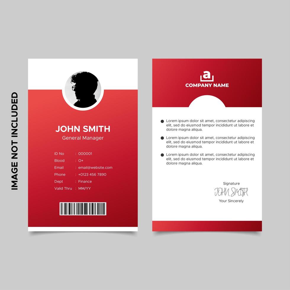 Red Employee Id Card Template 23 Vector Art at Vecteezy Inside membership card terms and conditions template