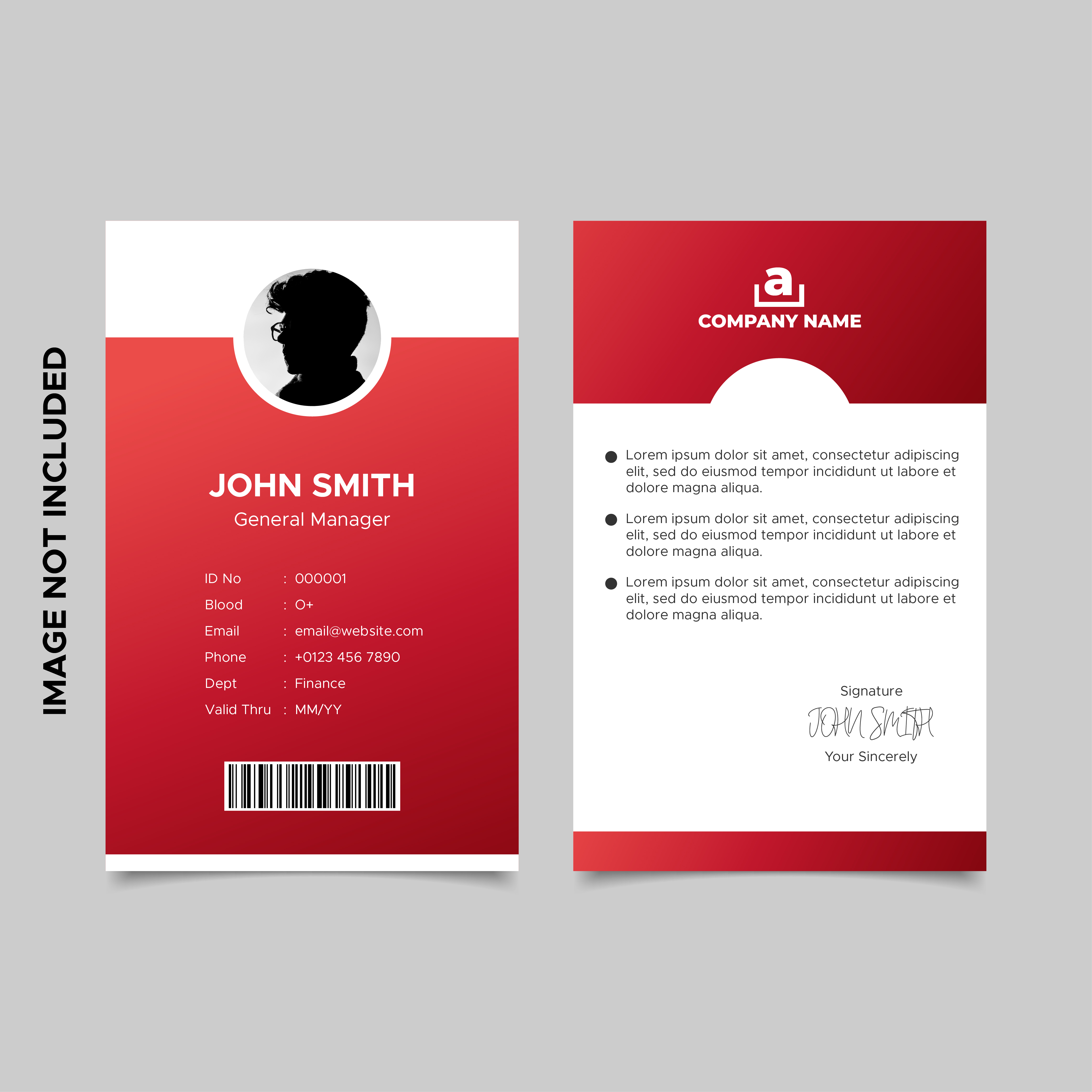 Red Employee Id Card Template 22 Vector Art at Vecteezy In Sample Of Id Card Template