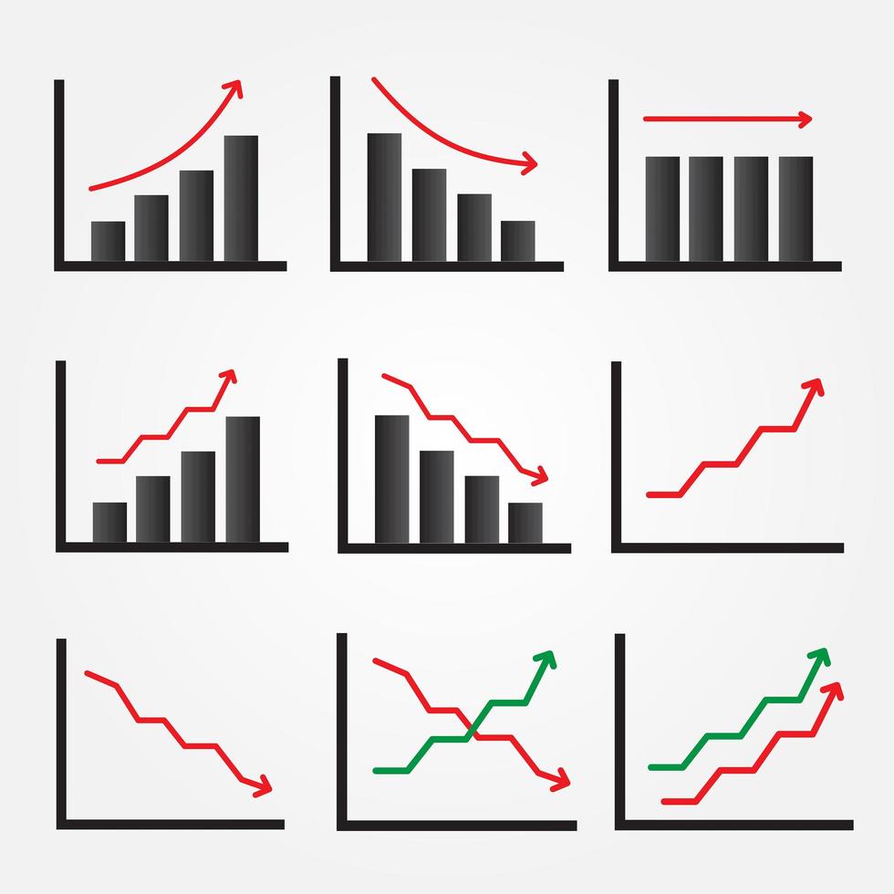 Set of Graph Icons with Arrows vector