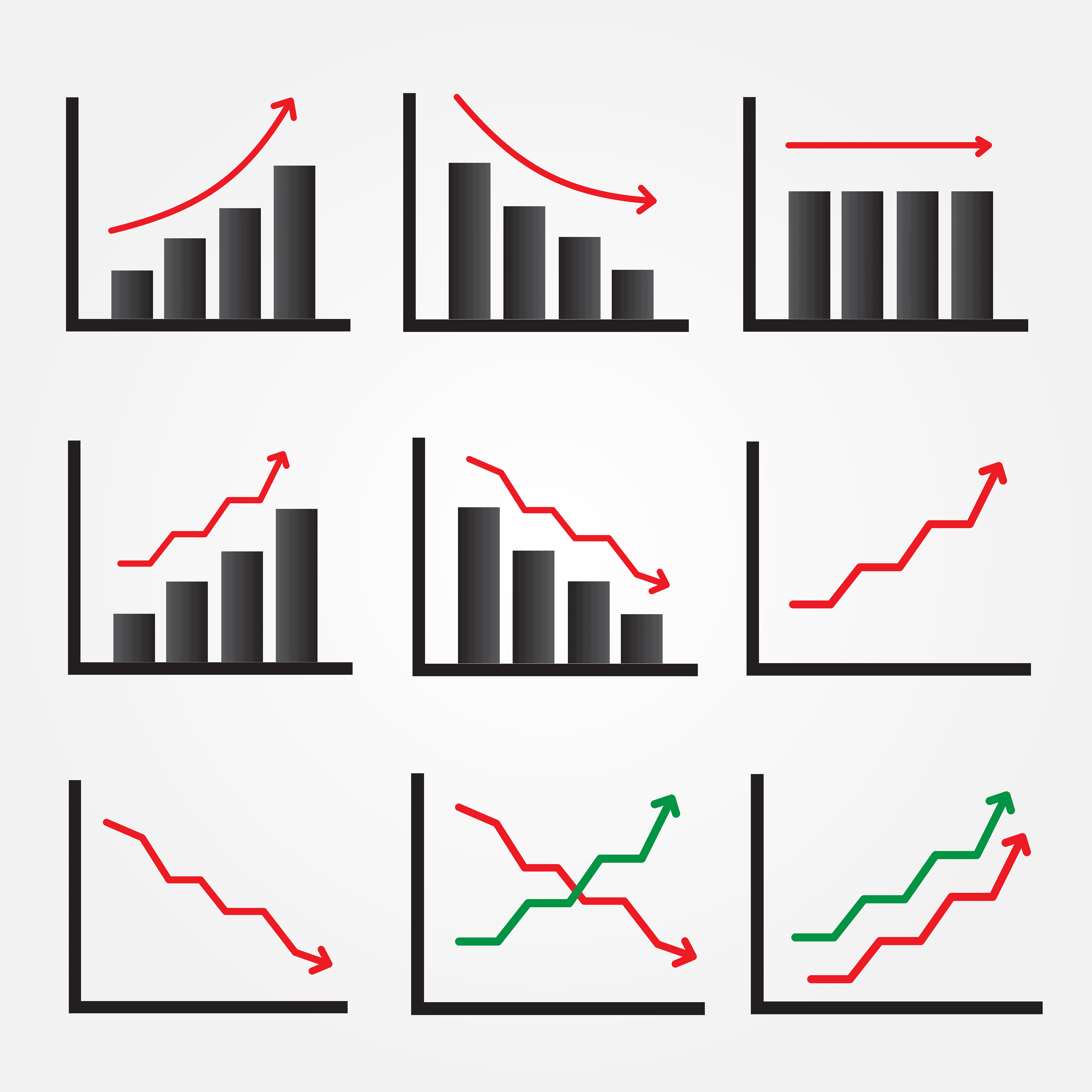 Set of Graph Icons with Arrows 830638 Vector Art at Vecteezy