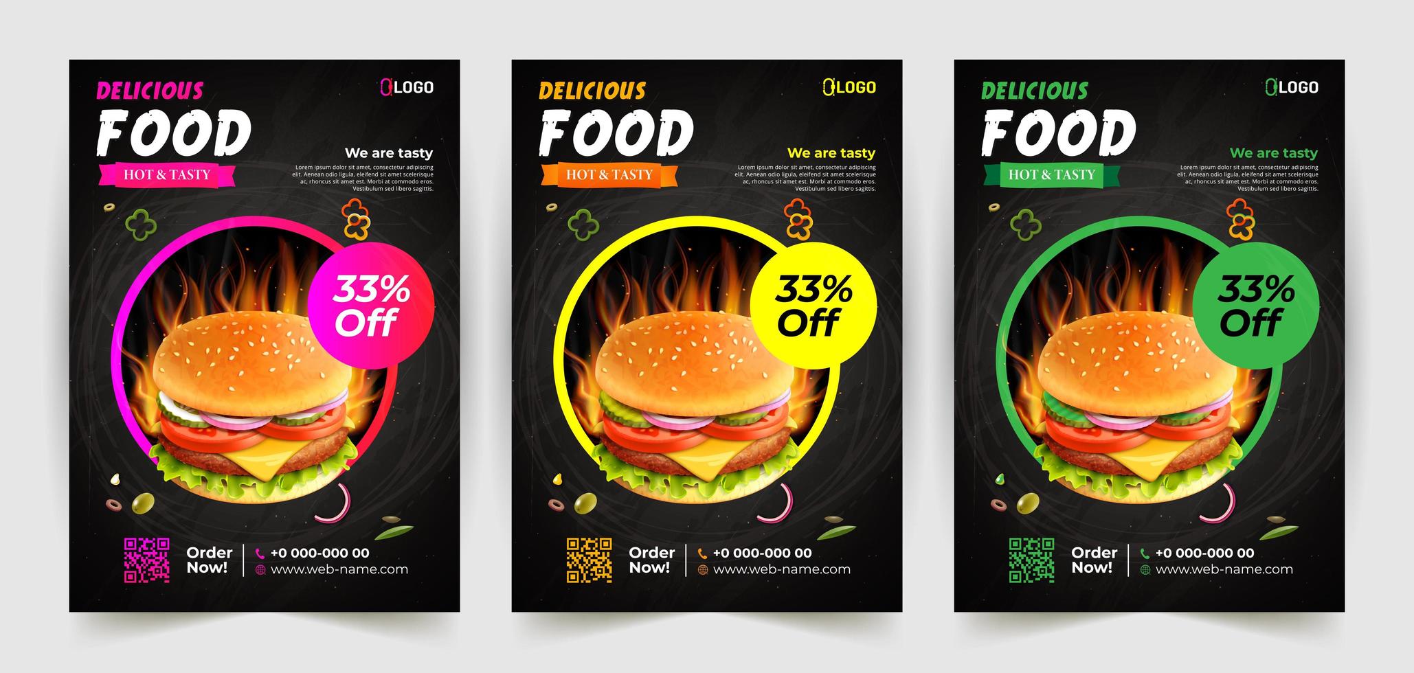 Delicious Food Flyer Design Template with Circle Frame vector