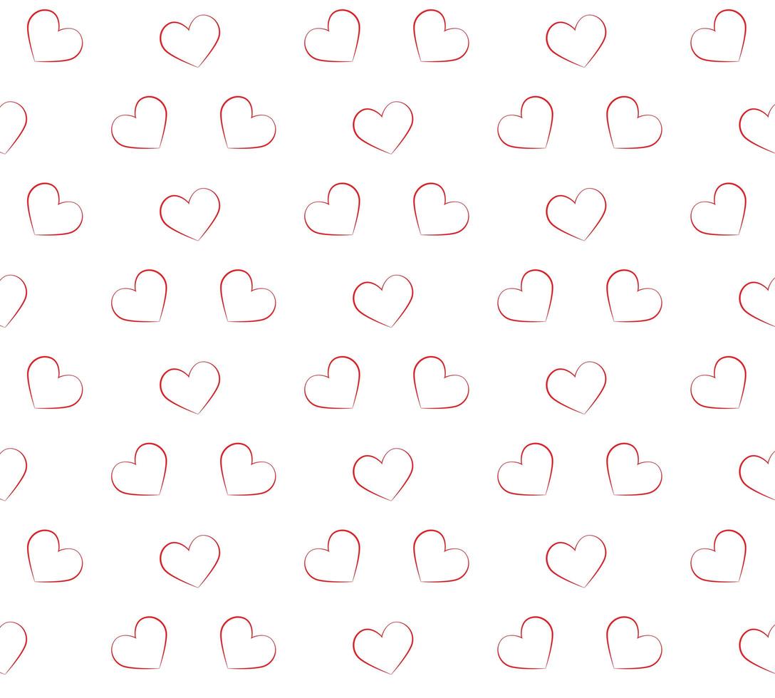 Seamless Pattern with Red Outline Hearts vector