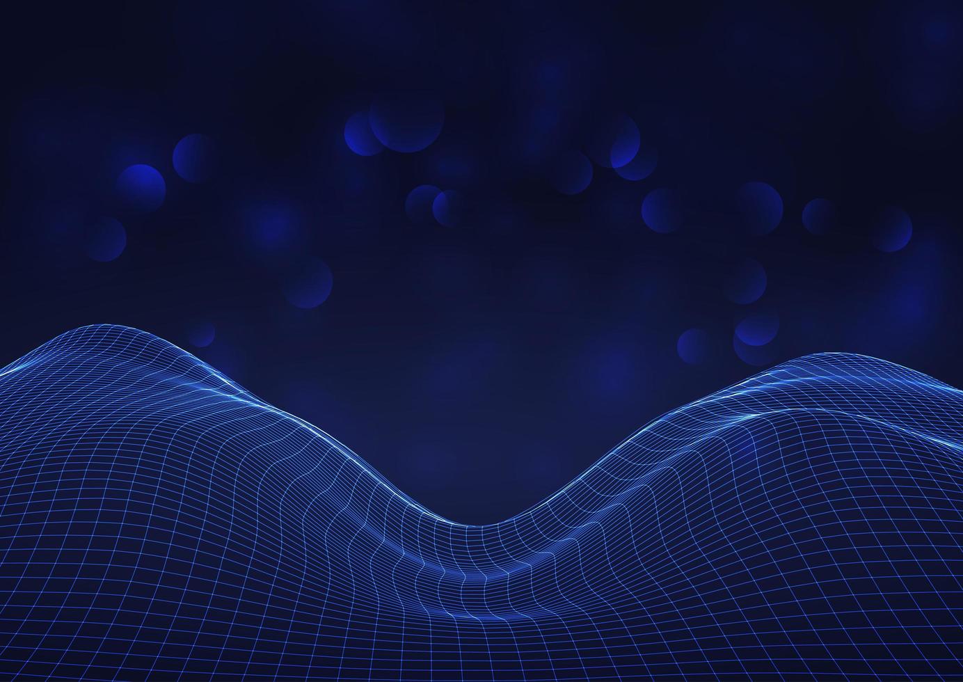 Futuristic Flowing Grid with Bokeh Lights vector