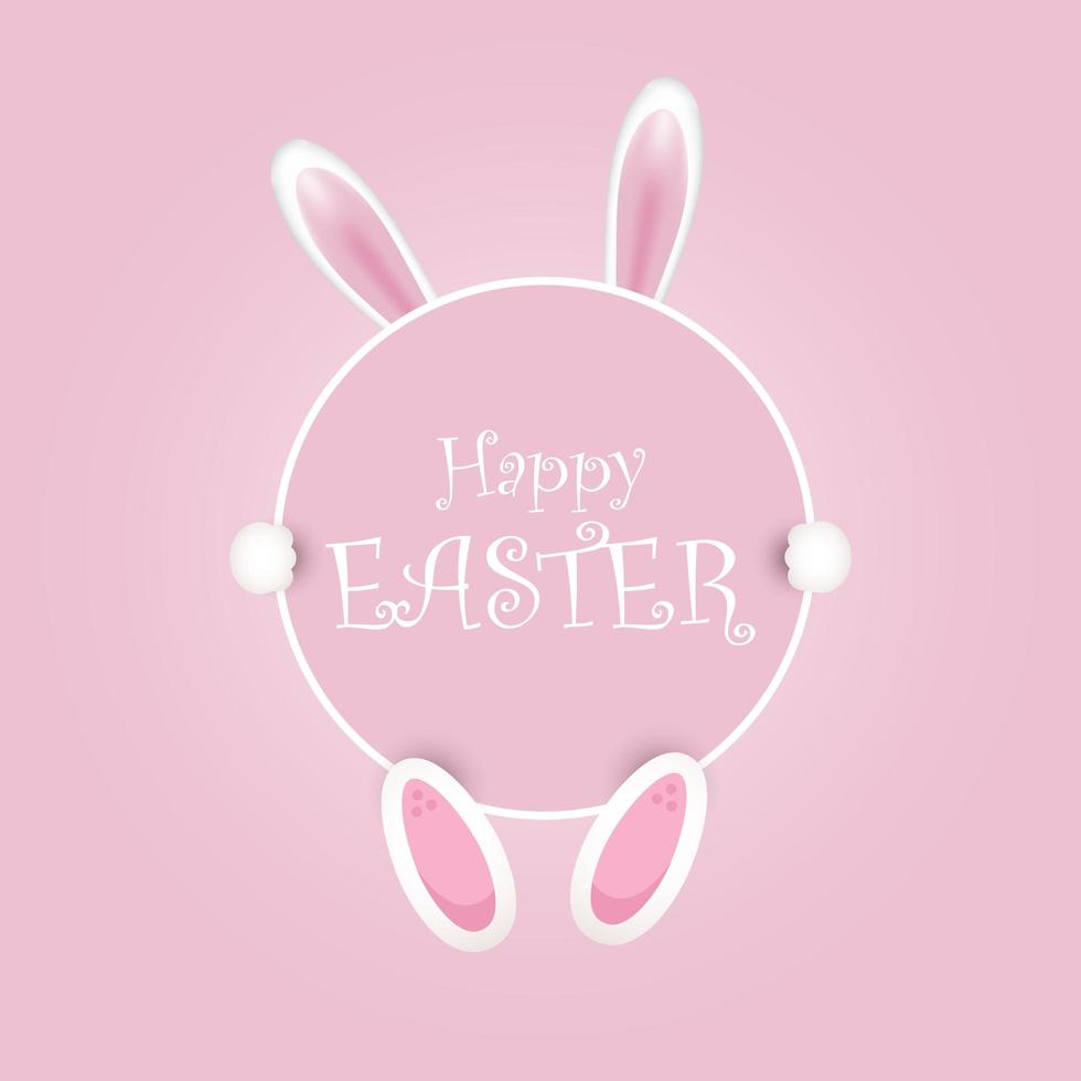 Pink Happy Easter Bunny Ears Background  vector