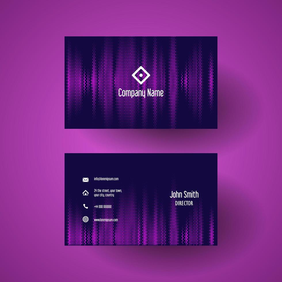 Modern Purple Pink Halftone Business Card Set vector