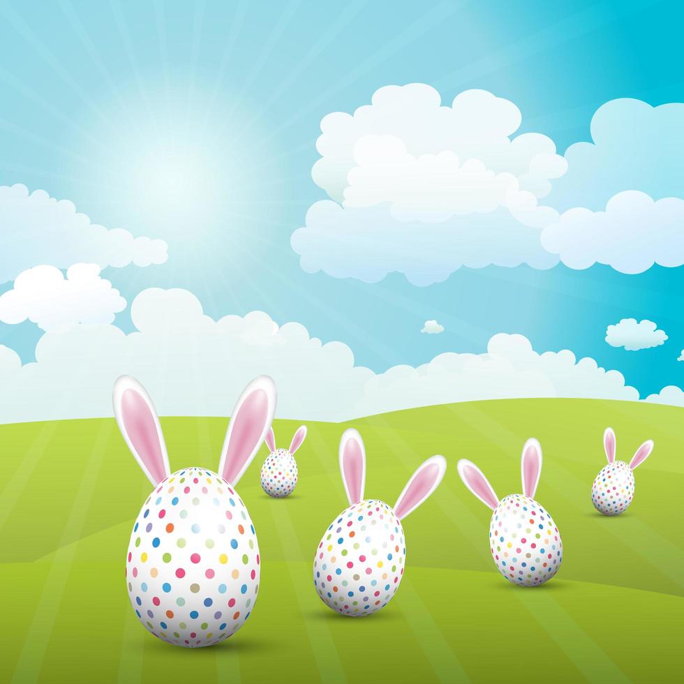 Cute Easter Eggs with Bunny Ears  vector