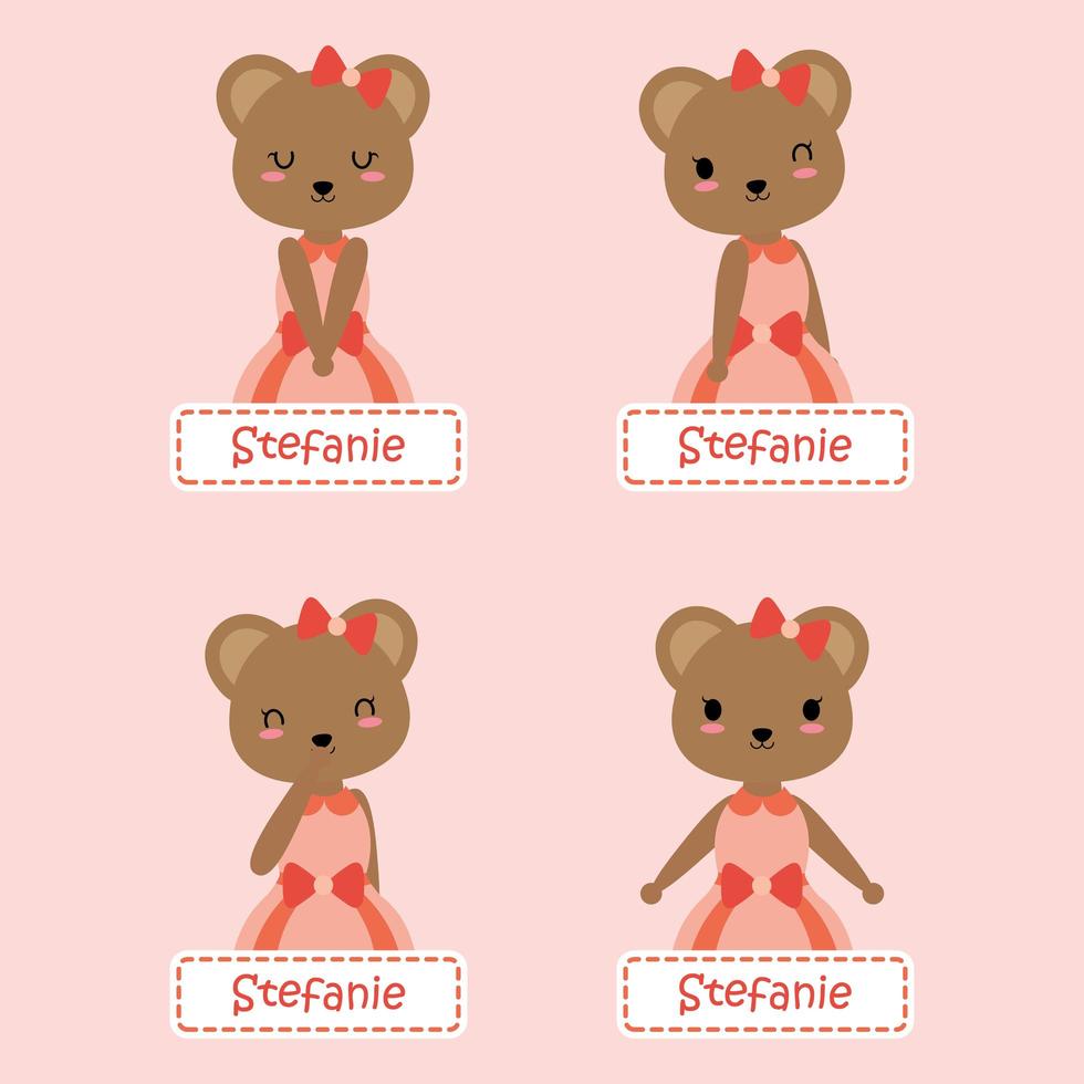 Cute Bear Sticker Name vector