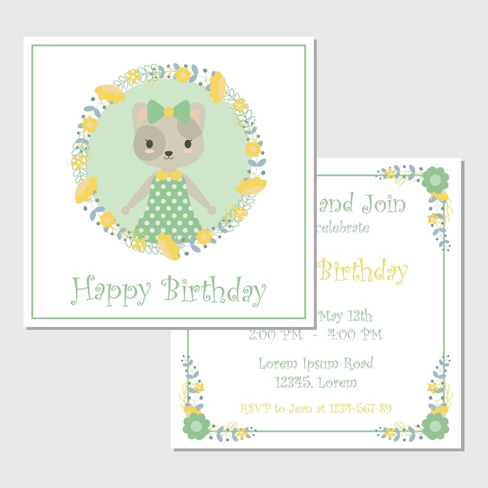 Happy Birthday Card with cat  vector