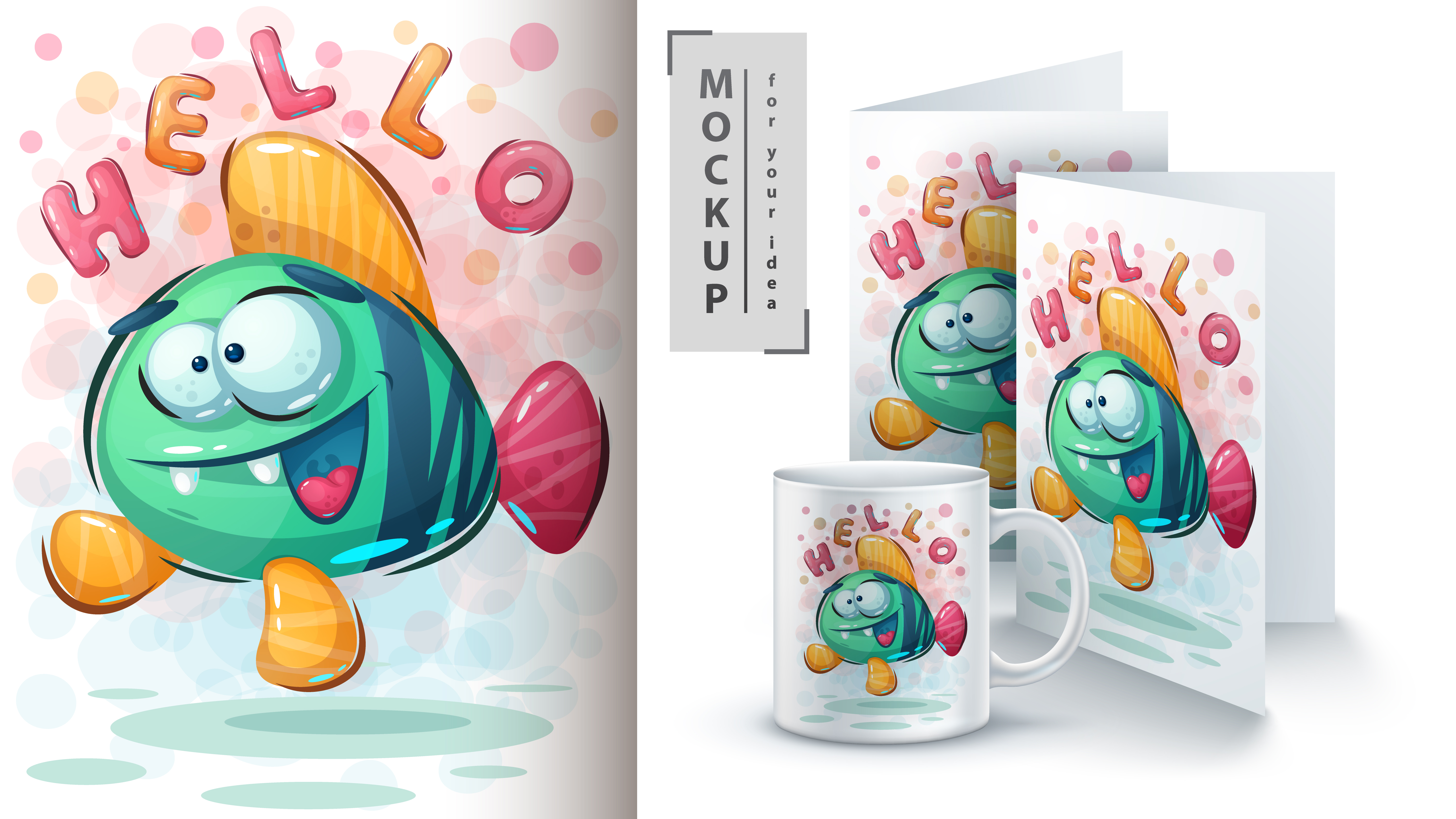 Hello fish poster and merchandising 830778 Vector Art at Vecteezy