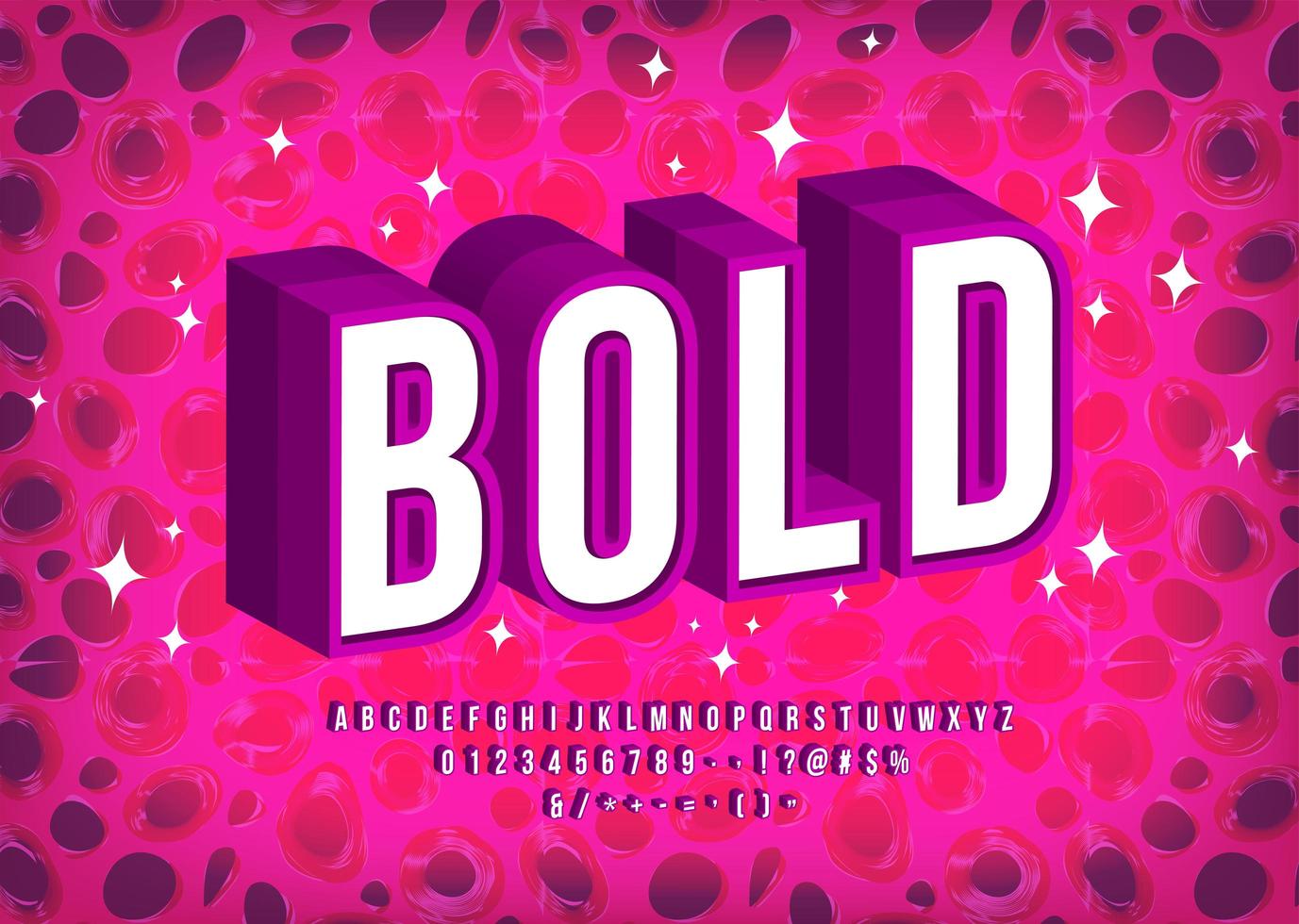 Bold 3d Font in White with Purple Outline vector