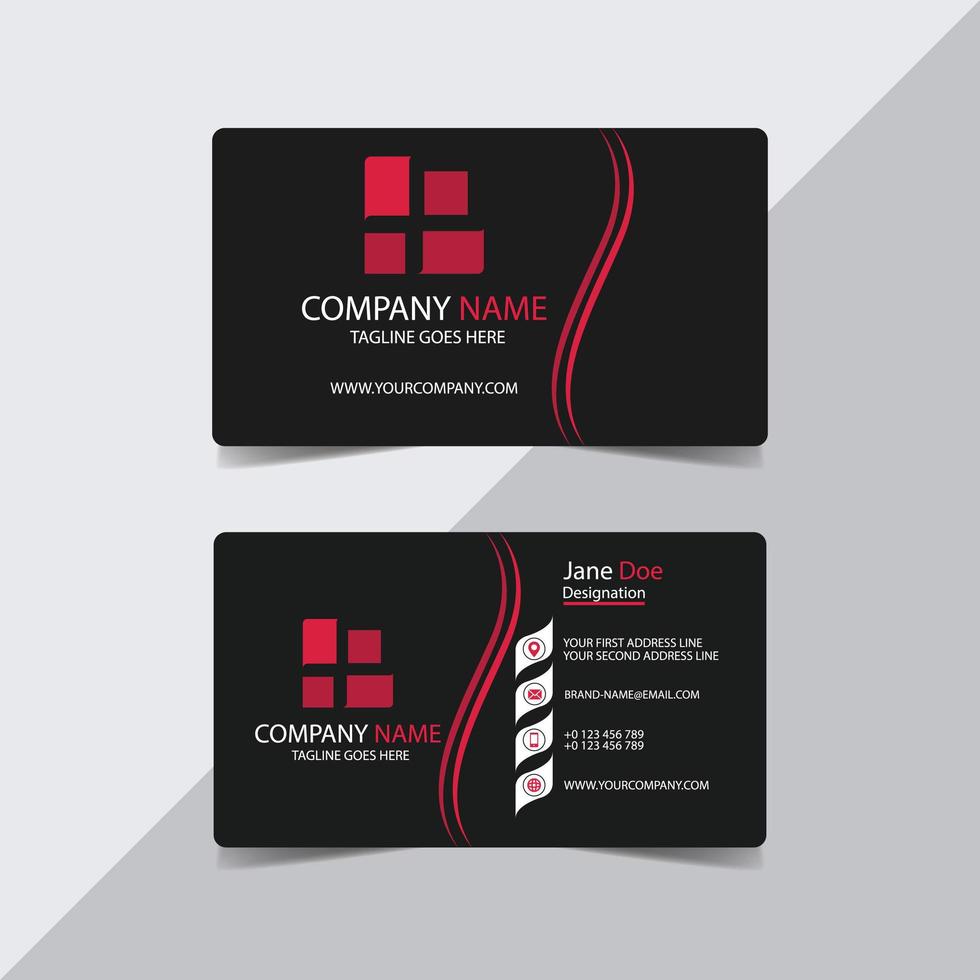 Business Card Template with Curved Lines vector