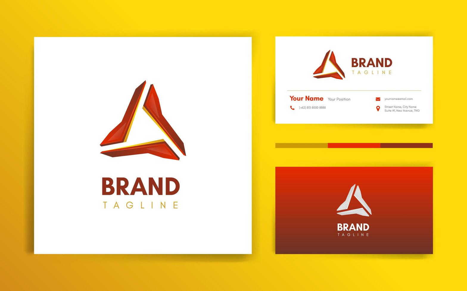 Modern Red Triangle Logo and Business Card Template vector