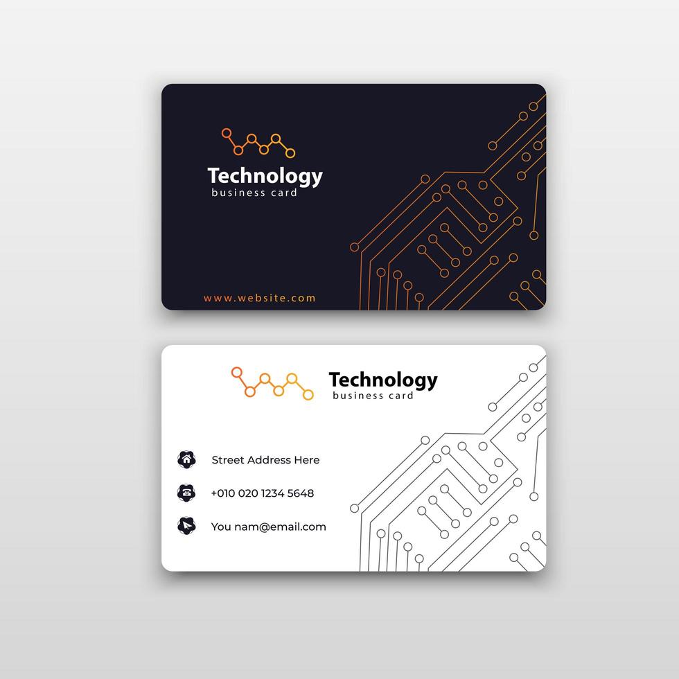 Business Card Template with Technology Circuit Design vector