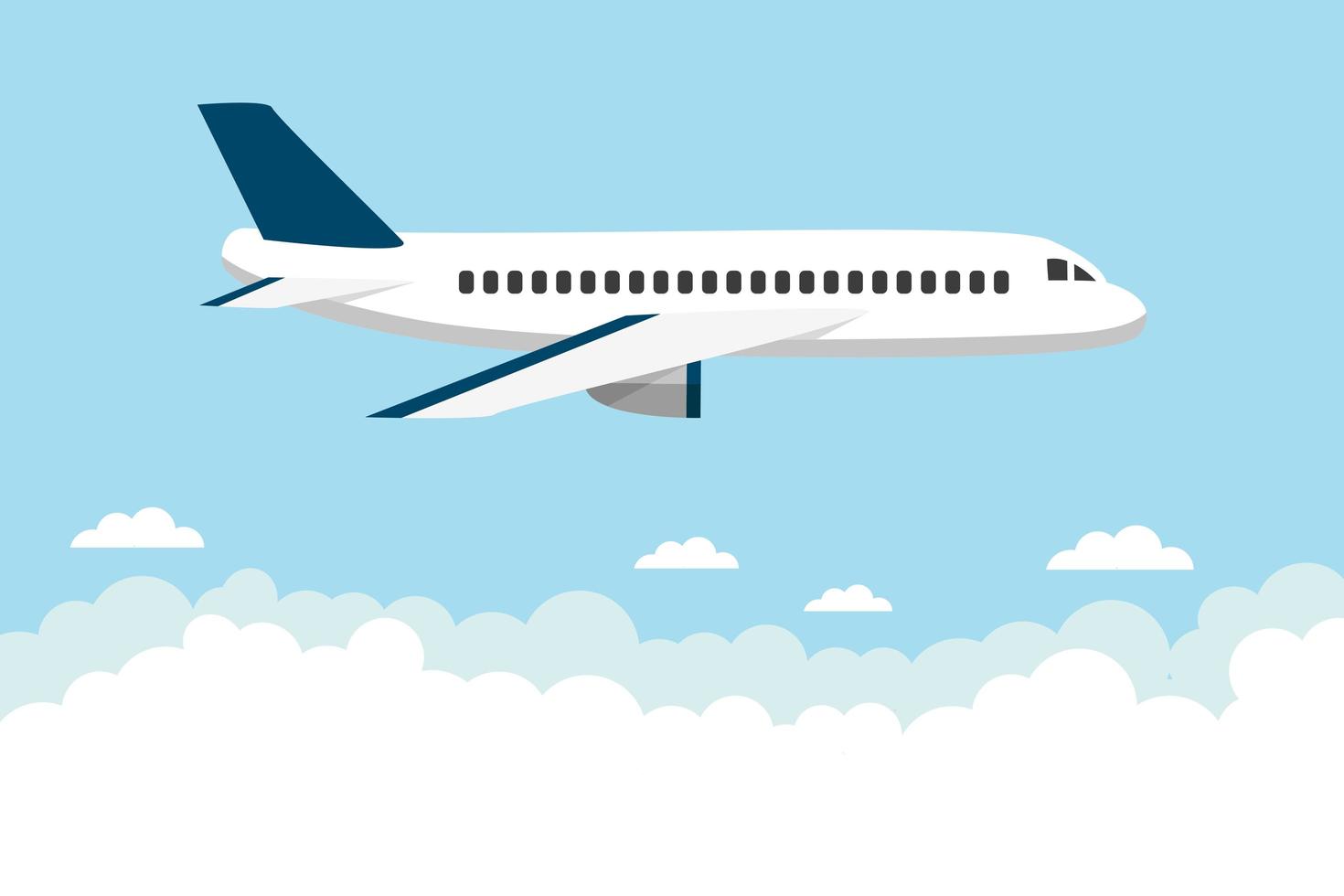 Airplane flying  over the clouds vector