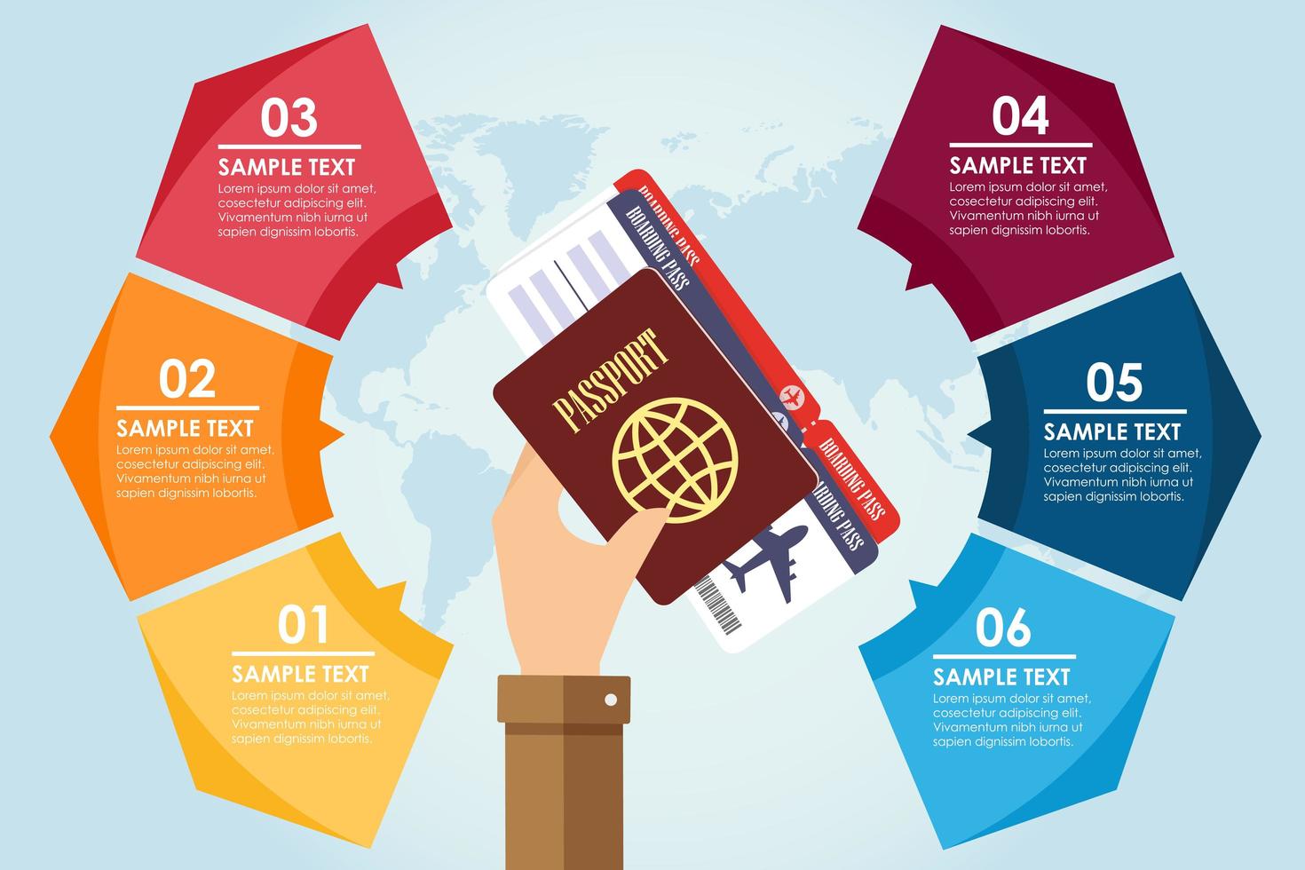 Infografía de pasaporte de mano vector