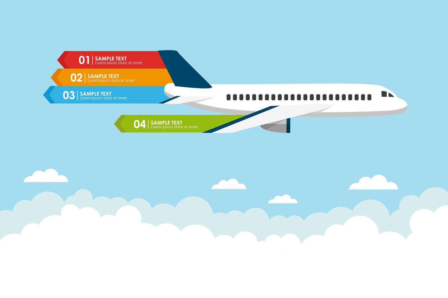 Airplane flying banner infographic vector