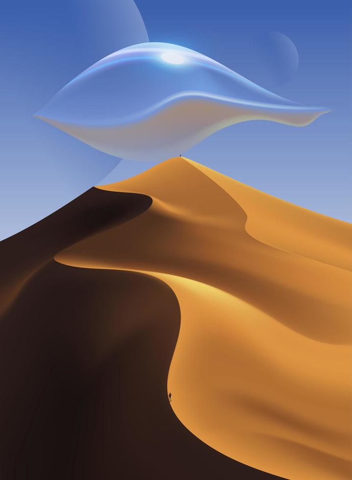Desert Scene with UFO vector