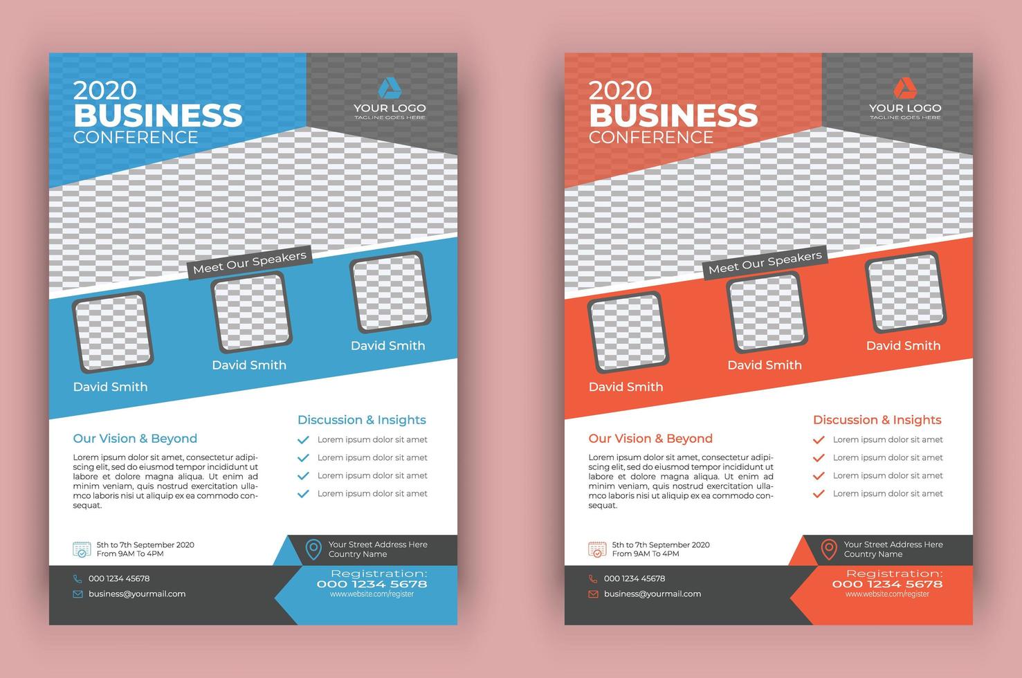 Modern Conference Flyer Template Set vector