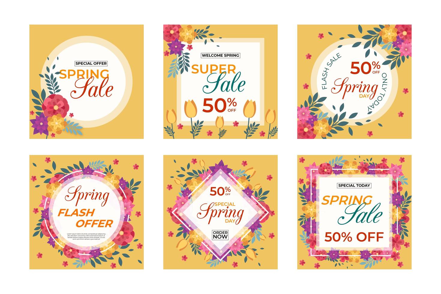 Spring Sale Social Media and Network Banners vector