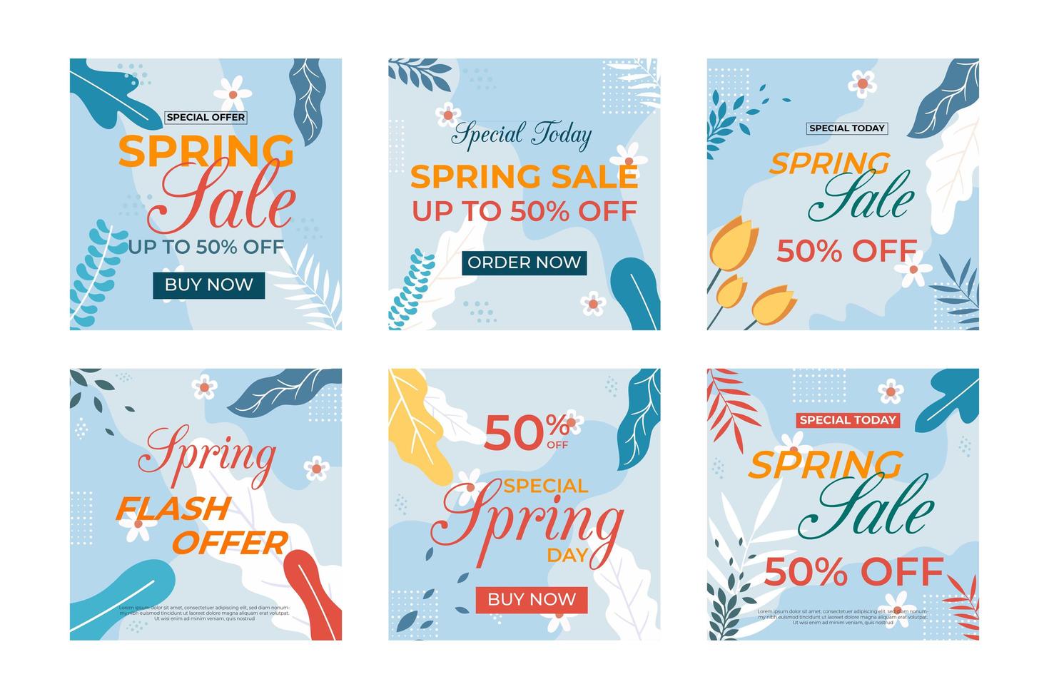 Set of Modern Promotional Banners for Social Media vector
