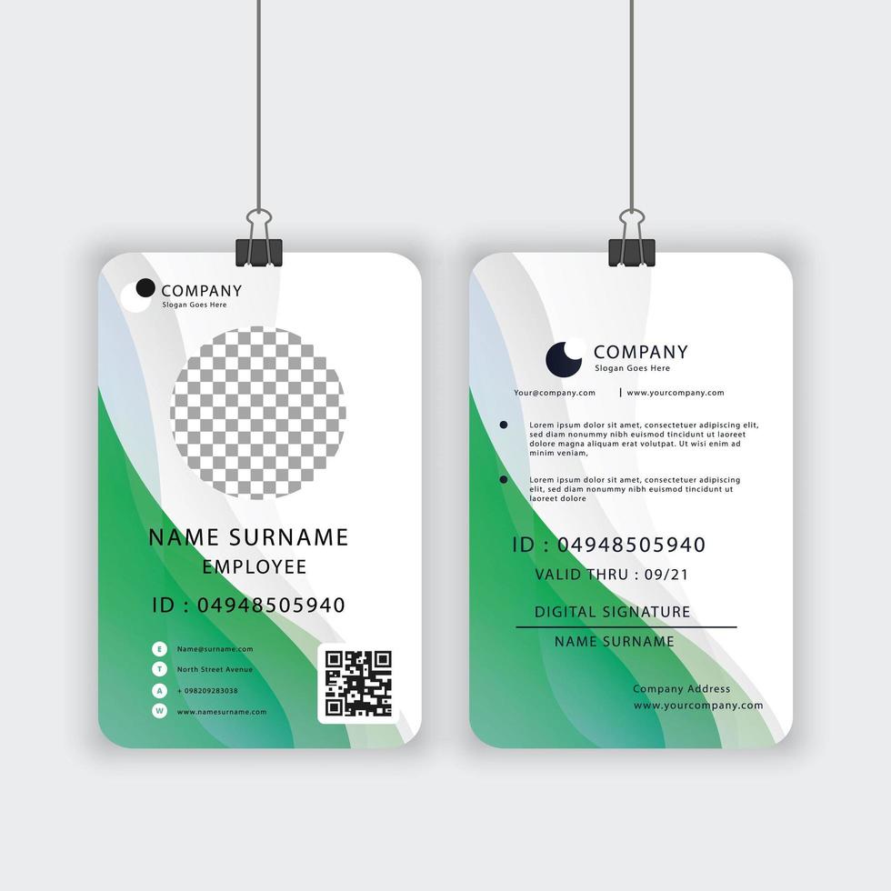 Official ID Card Template in Green and White vector