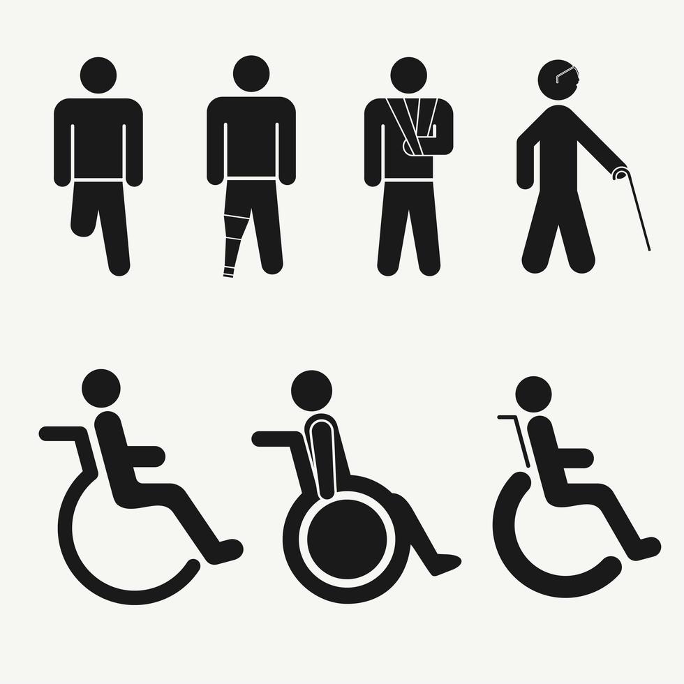 Disabled people icon set vector